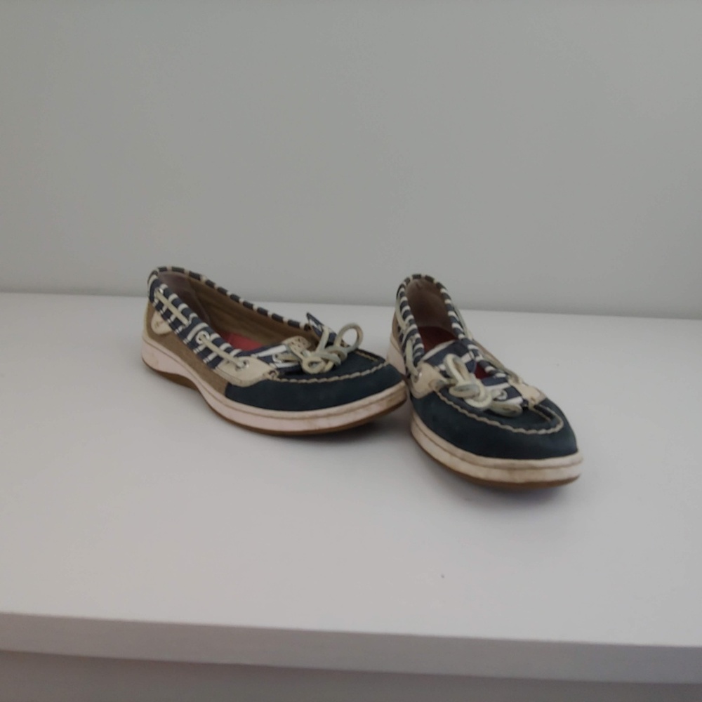 Womens 7 Sperry Top Sider boat shoes gray white‎ - Picture 3 of 6